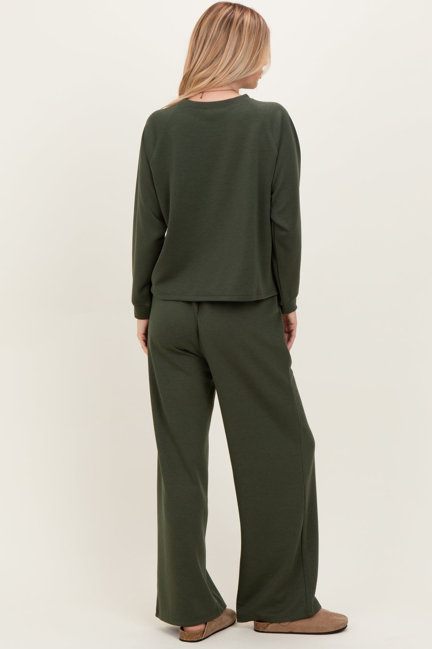 Olive Crewneck Pullover Pant Set