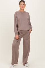 Mocha Crewneck Pullover Pant Maternity Set