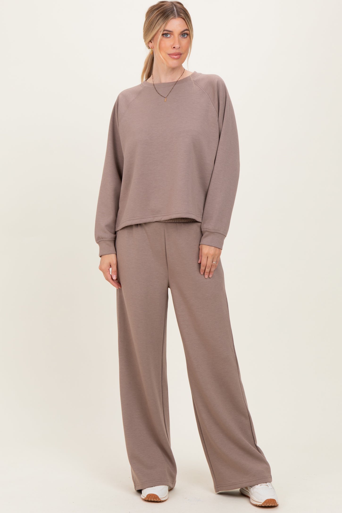Mocha Crewneck Pullover Pant Set