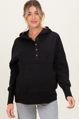Black Fleece Snap Button Maternity Hoodie