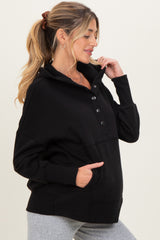 Black Fleece Snap Button Maternity Hoodie