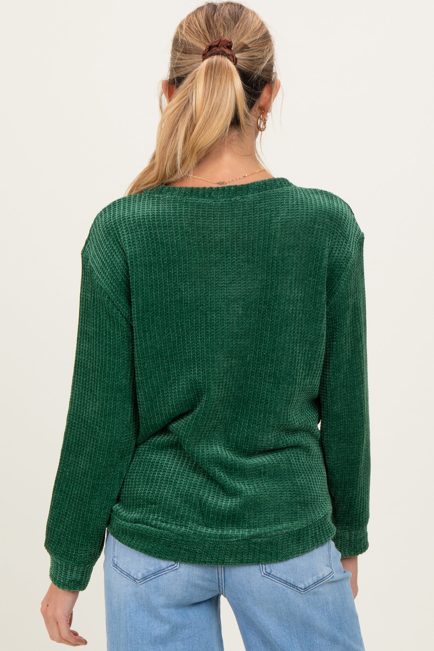 Emerald Green Chenille Knit Maternity Sweater