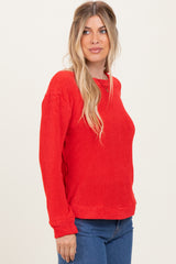 Red Chenille Knit Sweater