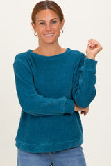 Teal Chenille Knit Sweater