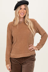 Camel Chenille Knit Maternity Sweater