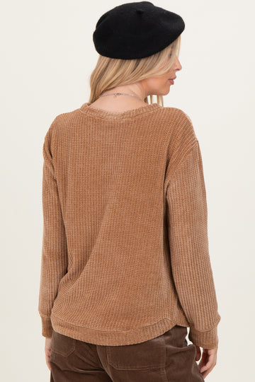 Camel Chenille Knit Sweater