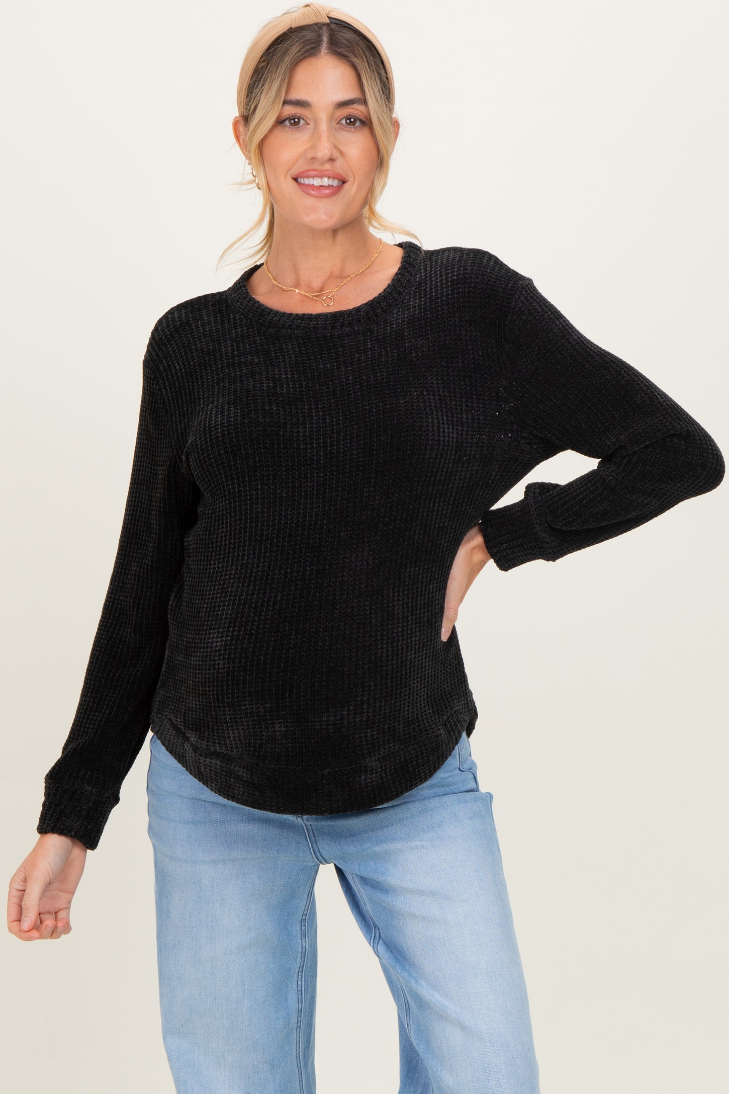 Black Chenille Knit Maternity Sweater