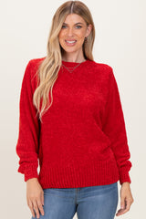 Red Chenille Knit Maternity Sweater
