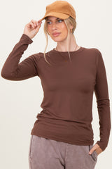 Dark Taupe Basic Long Sleeve Maternity Top