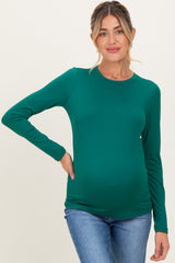 Forest Green Basic Long Sleeve Maternity Top