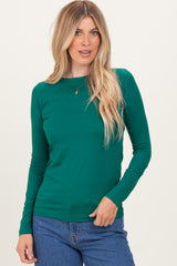 Forest Green Basic Long Sleeve Maternity Top