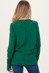 Forest Green Exposed Seam Long Sleeve Maternity Top