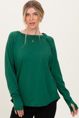 Forest Green Exposed Seam Long Sleeve Maternity Top