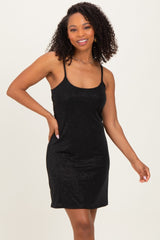 Black Sequin Sleeveless Maternity Mini Dress