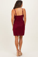 Burgundy Sequin Sleeveless Maternity Mini Dress