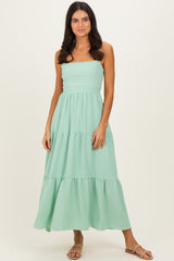 Sage Green Tiered Cutout Tie Back Midi Dress