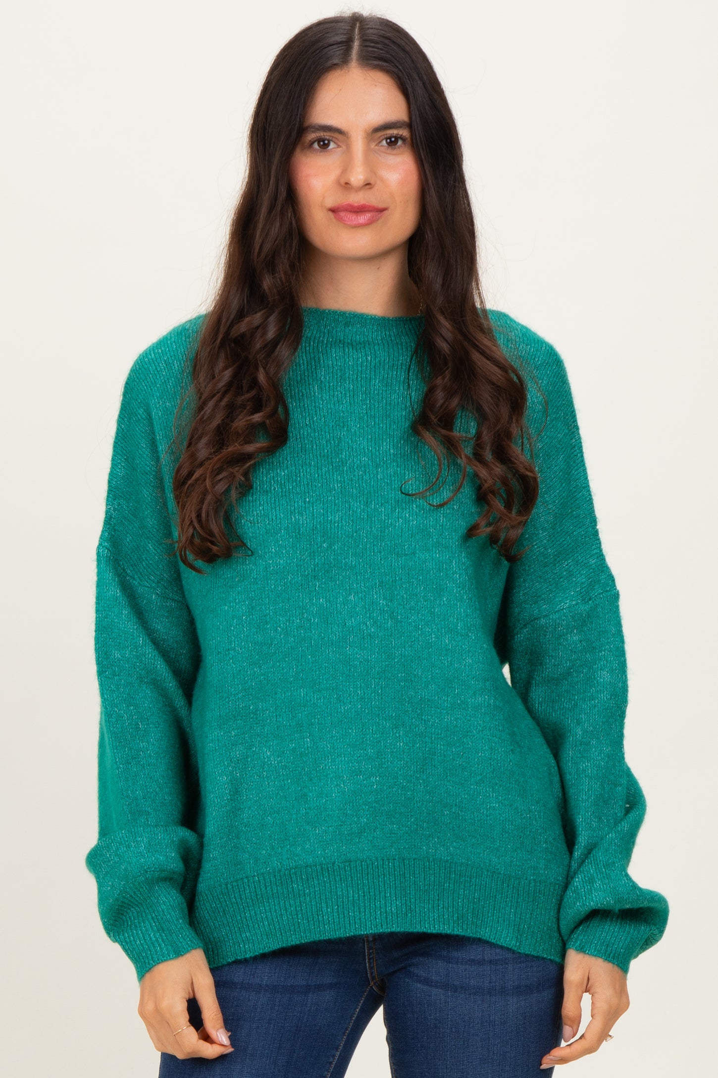 Forest Green Bubble Sleeve Maternity Sweater