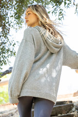 Heather Grey Brushed Knit Oversized Hoodie