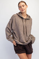 Mocha Brushed Knit Oversized Hoodie