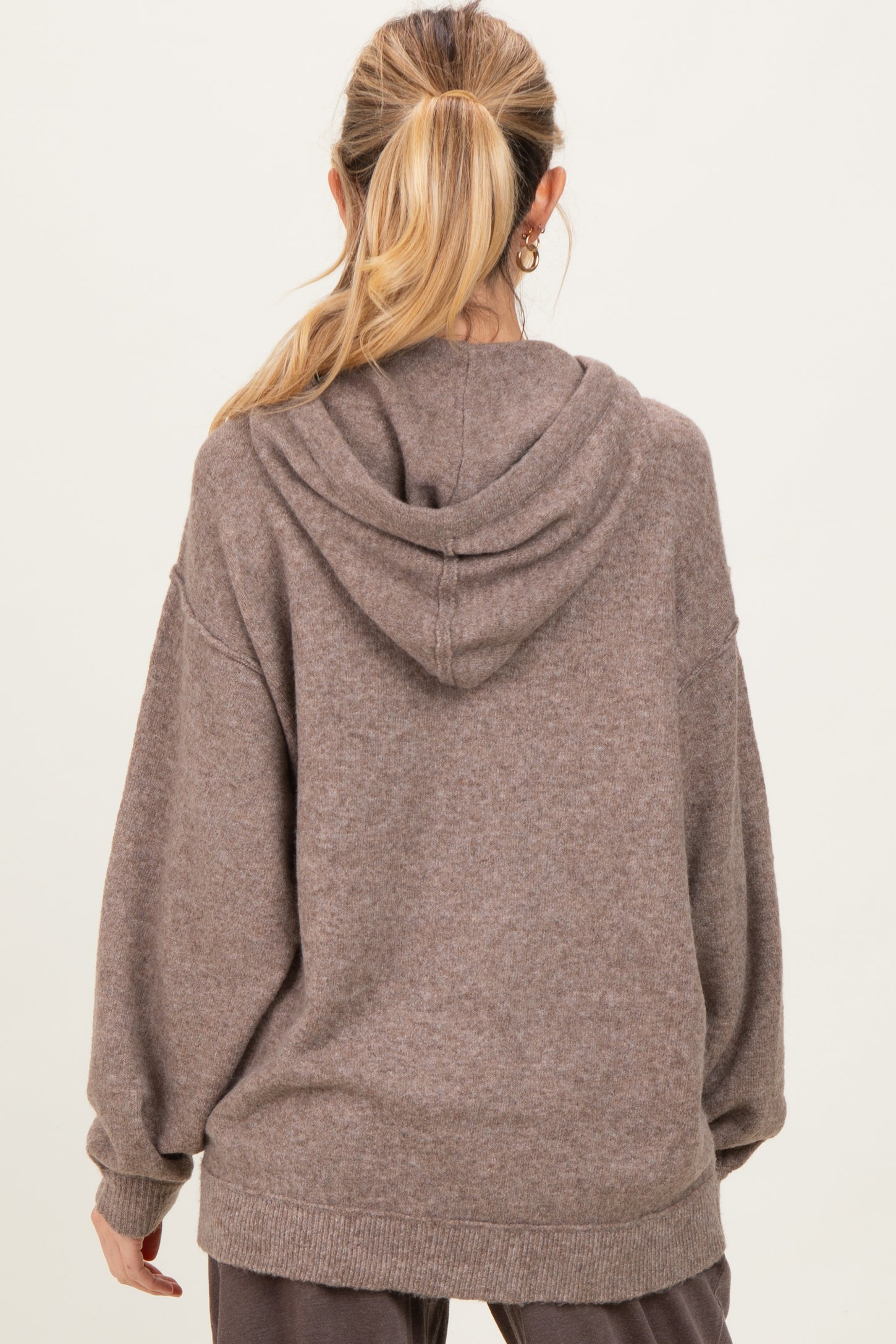 Mocha Brushed Knit Oversized Maternity Hoodie
