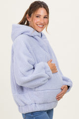 Lavender Faux Sherpa Quarter Zip Maternity Hoodie