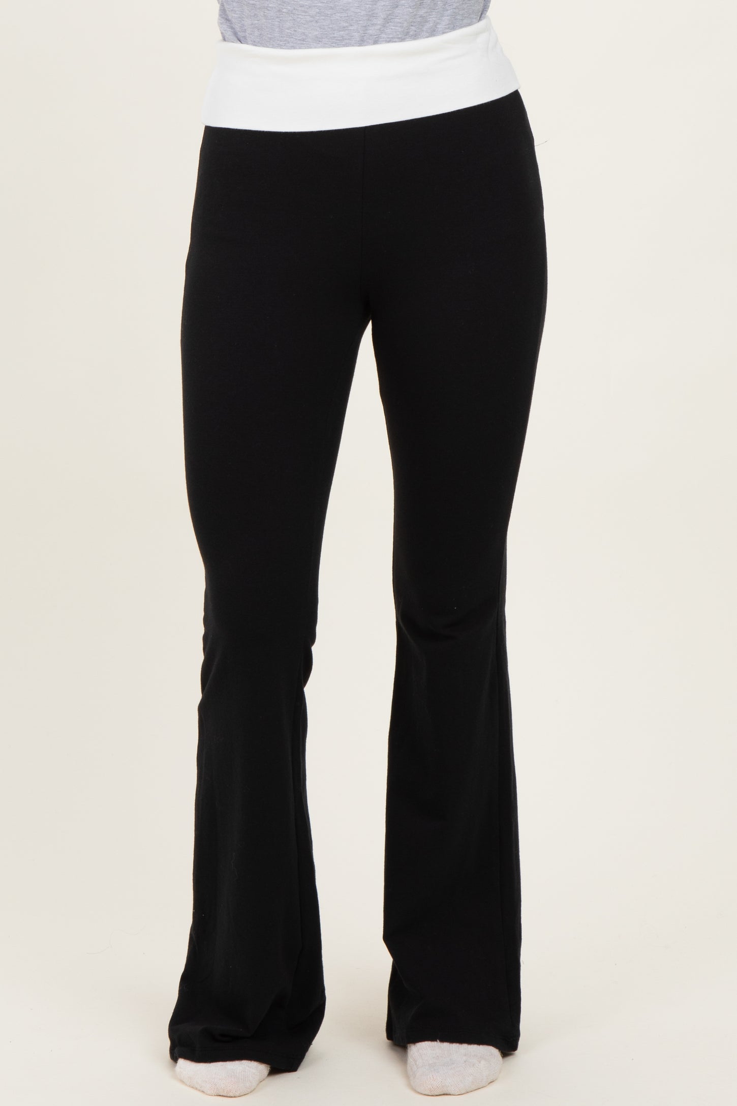 Black Contrast Waistband Flared Lounge Pants