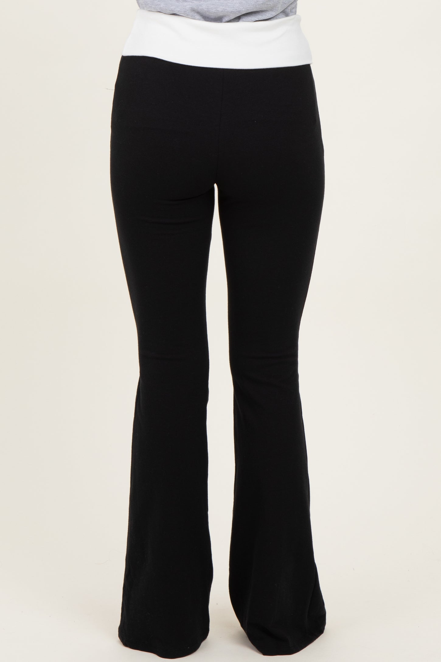 Black Contrast Waistband Flared Lounge Pants