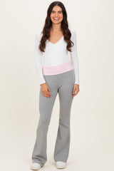 Heather Grey Contrast Waistband Flared Lounge Pants