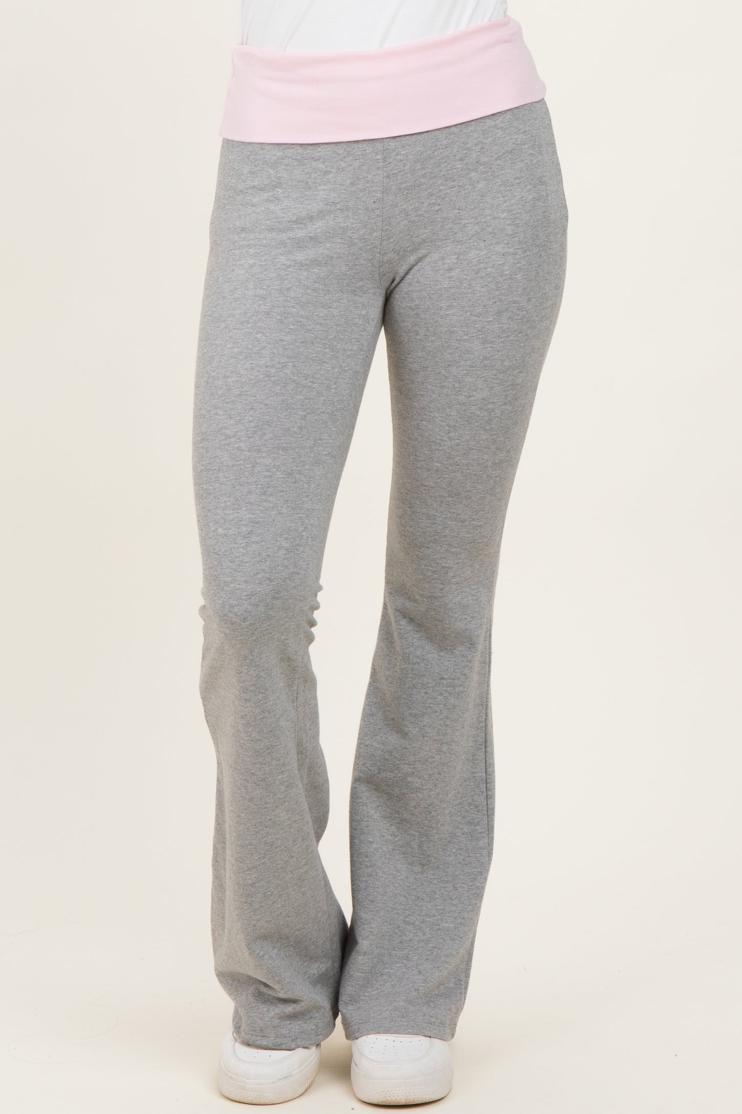 Heather Grey Contrast Waistband Flared Lounge Pants