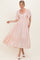 Light Pink Flutter Sleeve Ruffle Hem Midi Dress