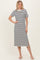 Navy Striped Short Sleeve Midi Dress