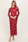 Red Floral Bell Sleeve Maxi Dress