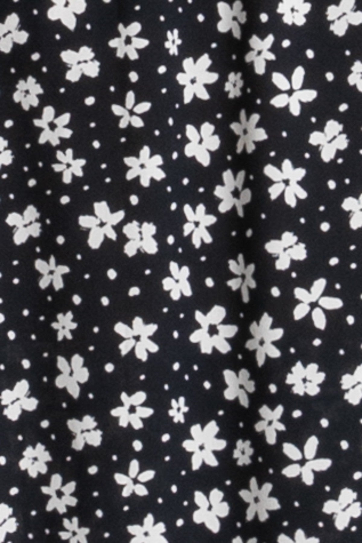 Black Floral V-Neck Button Detail Midi Dress