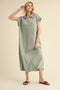 Sage Collared Oversized Midi Dress