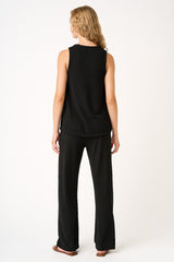 Black Rib Knit Tank and Pant Set