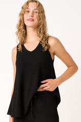 Black Rib Knit Tank and Pant Set