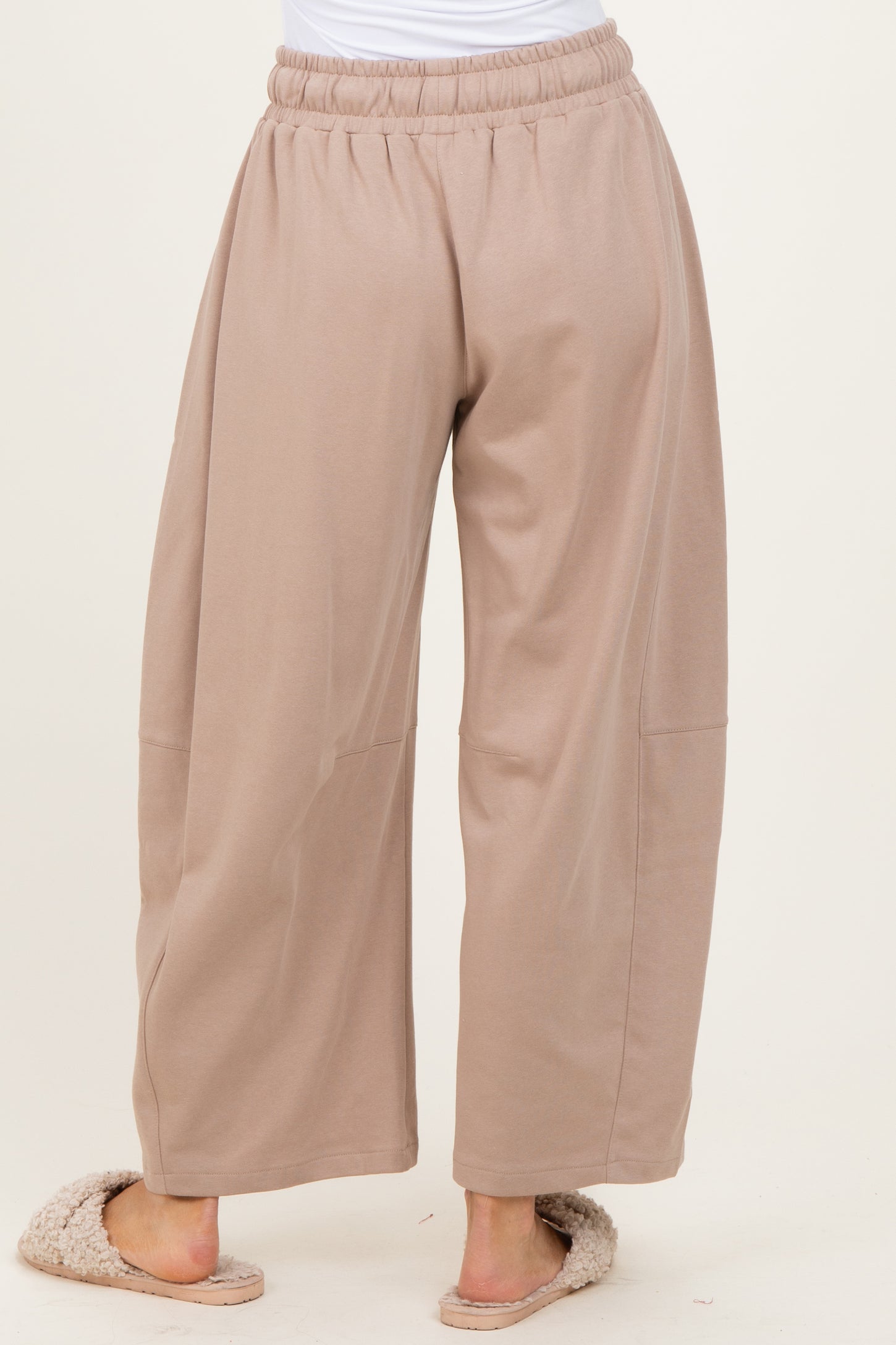 Taupe Barrel Leg Terry Sweatpants