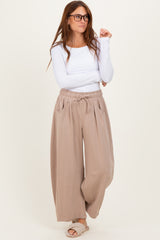 Taupe Barrel Leg Terry Sweatpants