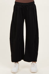 Black Barrel Leg Terry Maternity Sweatpants