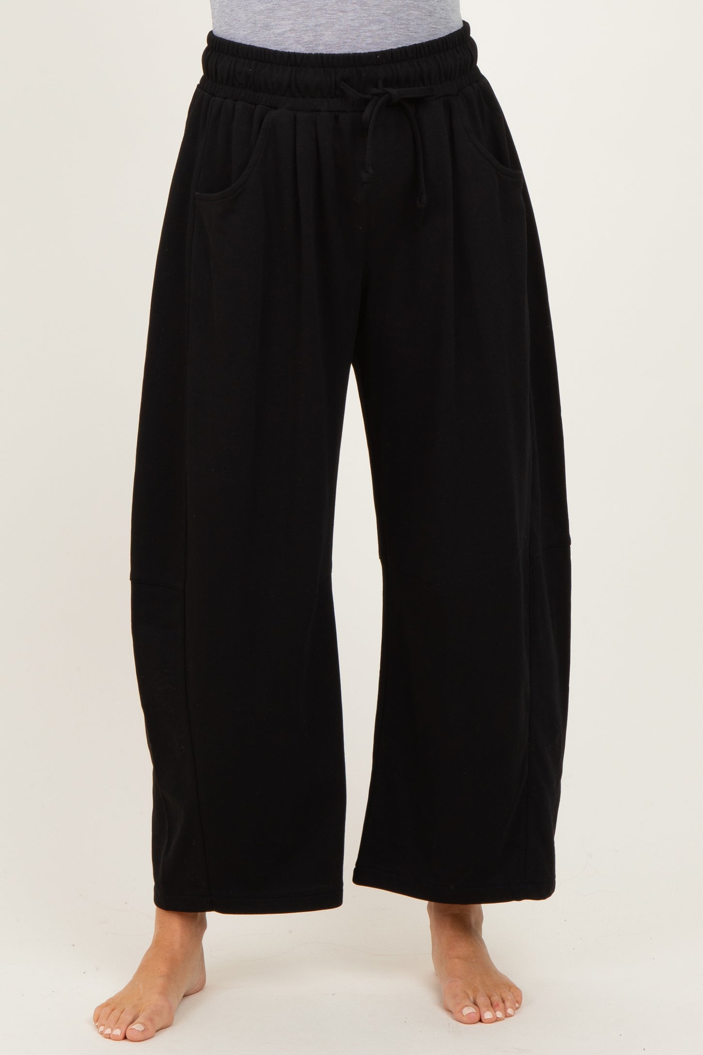 Black Barrel Leg Terry Sweatpants