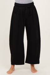 Black Barrel Leg Terry Sweatpants