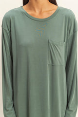 Light Olive Oversized Long Sleeve Midi Dress