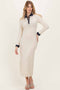 Cream Denim Trim Knit Dress
