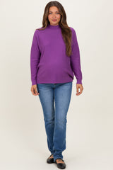 Violet Mock Neck Exposed Seam Maternity Sweater