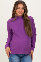Violet Mock Neck Exposed Seam Maternity Sweater