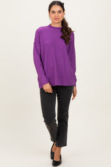 Violet Mock Neck Exposed Seam Sweater