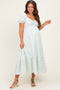 Lime Stripe Sweetheart Neckline Maternity Midi Dress