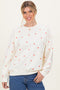 Cream Crew Neck Heart Print Sweatshirt