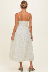 Cream Floral Contrast Trim Sleeveless Maternity Maxi Dress