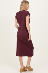 Maroon Side Tie Side Slit Midi Dress